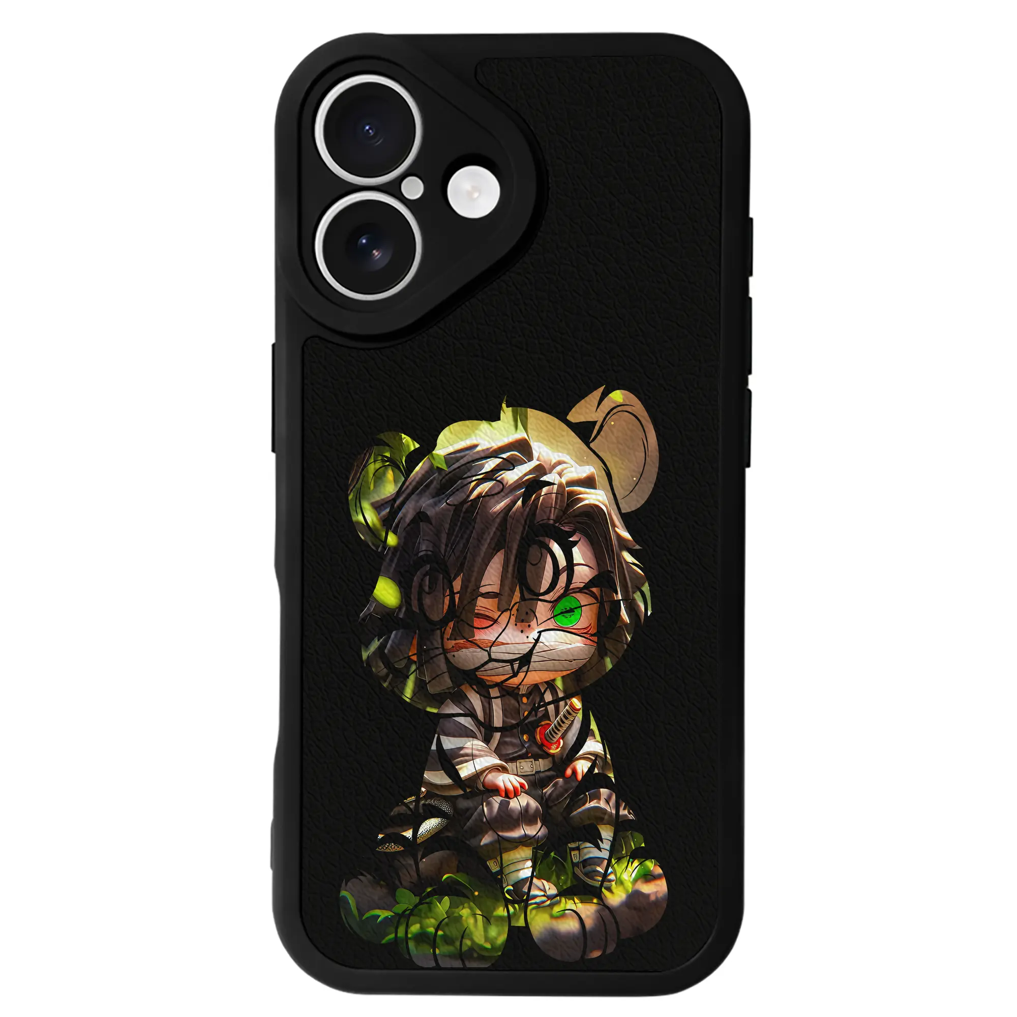 鬼滅の刃 グッズ,伊黒 小芭内 - IPhone 16シリーズ対応 ・ シリコンスマホケース ・ レザー調 ・ 高精度フィット ・ 耐衝撃 ・ ワイヤレス充電対応 ・ 精密カット